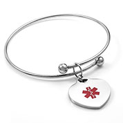 Sweet Heart Bangle Medical ID Bracelet 