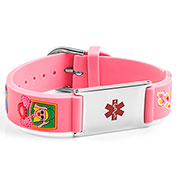Rubber Watch Band Pink Girls & Hearts Kids ID Bracelets