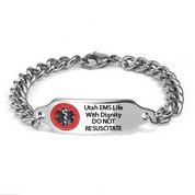 Utah Life with Dignity DNR Stainless ID Bracelet 7 - 9 In