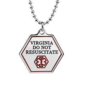 Virginia DNR Medical Alert Stainless Necklace 24 - 30 inch