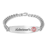 Wide Style Alzheimers Bracelet With Optional Safety Clasp