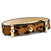Black Leather Bracelet with Textured Cheetah Print - HSKU:NM-2026-BRN