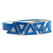 Leather Bracelet with Crystal Triangles - Non-Medical - HSKU:NM-2034