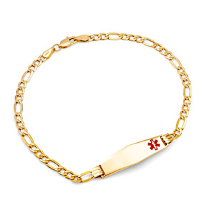 14k Gold Figaro Medical Bracelet 8 inch