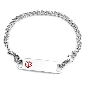 Kids Stainless Steel Chain Medical ID Bracelet Size 5.5 In