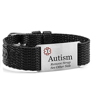 Adjustable Black Polyester Autism Bracelet