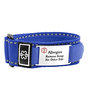 Adjustable Blue Sports Strap Allergy Bracelet