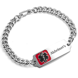 Alzheimer's Stainless Bracelet 9 In with Safety Clasp