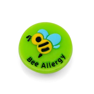 Bee Allergy Button for Kids Rubber Medical Bracelet