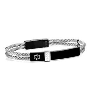 Black and Stainless Steel Medical ID Bracelet