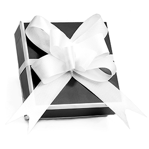 Black and White Gift Box with White Bow for Jewelry