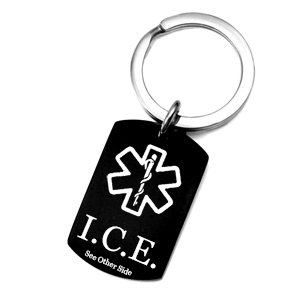 Black Stainless Medical Dog Tag Personalized Keychains