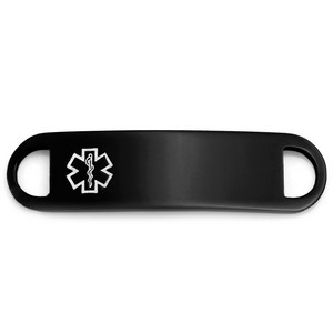 Black Steel Medical ID Bracelet Tag 