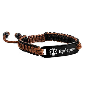 Chocolate and Black Drawstring Macrame Epilepsy Bracelet