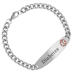 Large Curbed Link Diabetic Bracelets