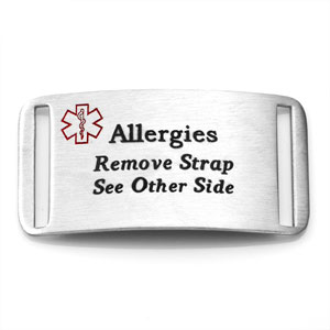 Allergies Steel Tag for Strap Bracelets