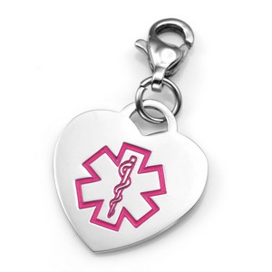 Lymphedema Pink Heart Medical ID Charm 