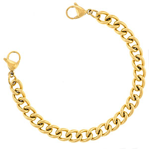 Six Inch Gold Plated Thick Curb Link Bracelet 