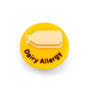 Dairy Allergy Button for Kids Rubber Medical Bracelet