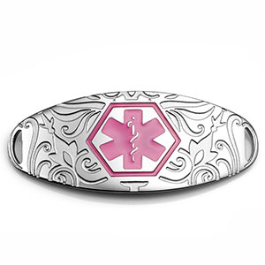Dalia Pink Flower Custom Tag for Medical Bracelets