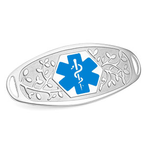 Fancy 3D Medical ID Tag with Blue Symbol Stainless