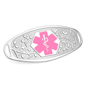 Fancy 3D Medical ID Tag with Pink Symbol Stainless
