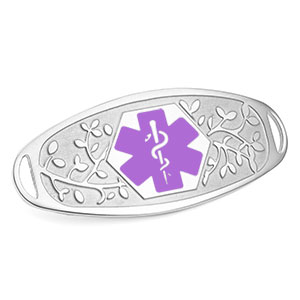 Fancy 3D Medical ID Tag with Purple Symbol Stainless