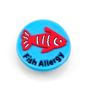 Fish Allergy Button for Kids Rubber Medical Bracelet