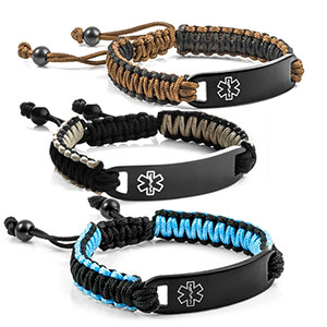 New and Improved Medical ID Bracelets with Macrame Drawstring