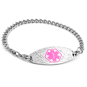Pink Designer Tag Medical Alert Bracelet