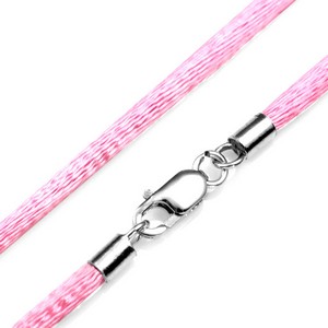 3mm Pink Satin Necklace & Sterling Silver Clasp 16 Inch