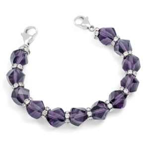 Purple Stretch Bead Bracelet for Medical Tags 6 inch