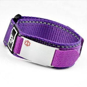 Purple Velcro Strap Medical ID Bracelet