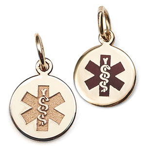 14k Gold Petite Red or Outline Medical ID Charms