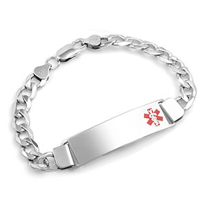 Alen Personalized Sterling Silver Medical Bracelet 8 inch