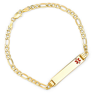 Personalized 14k Gold Figaro Medical Bracelet for Women