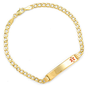 Engravable 14k Gold Curb Link Medical Bracelets for Women