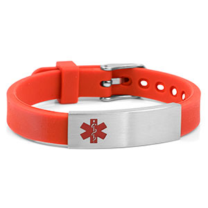 Ruby Red Silicone Medical Bracelet 