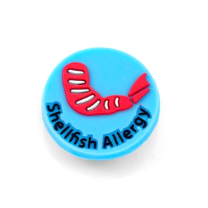Shellfish Allergy Button for Kids Rubber Medical Bracelet