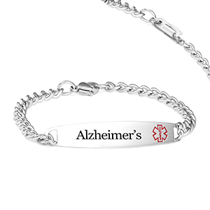 Slim Style Alzheimers Bracelet with Optional Safety Clasp