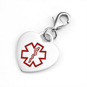  Stainless Steel Red Heart Medical Charm 