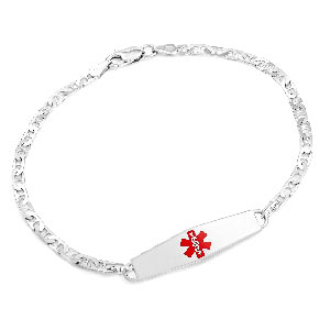 Sterling Silver Anchor Link Medical Bracelet 8 inch