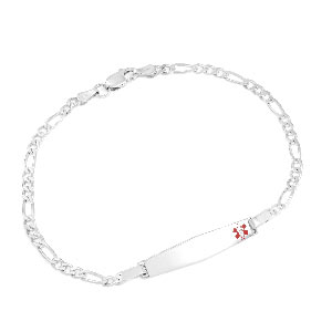 Sterling Silver Figaro Link Medical Bracelet 8 inch