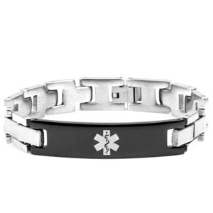 Reid Black Engravable Medical Alert Bracelet For Men
