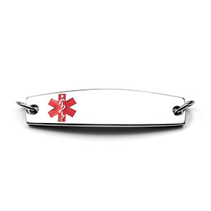 Stainless Medical ID Bracelet Tag with Red Caduceus - HSKU:A1003