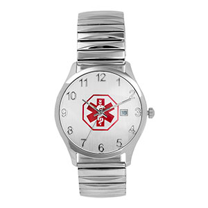 Mens White Expansion Medical ID Watch