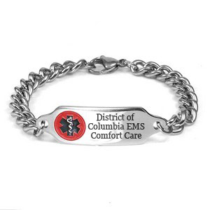 Washington DC DNR Medical ID Stainless Bracelet 7 - 9 In