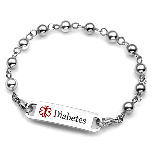 Womens Stainless Link Diabetic Bracelet