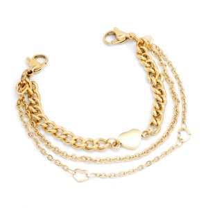 Yellow Gold Triple Strand Bracelet for Medical Tags 6 inch